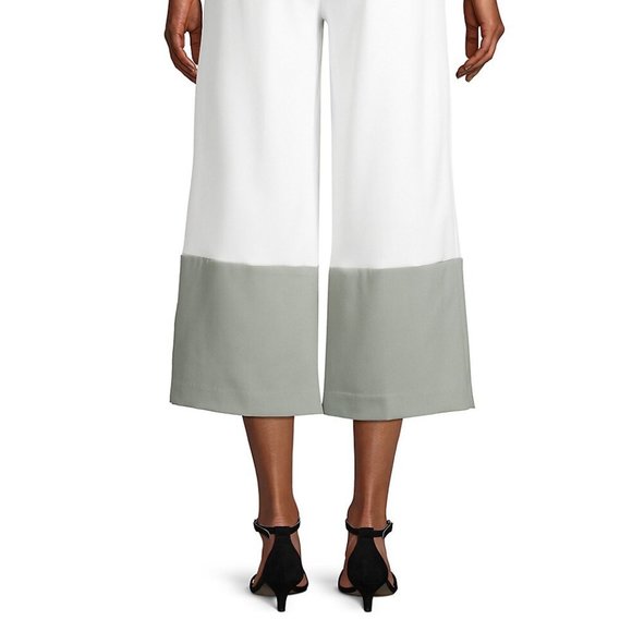 NWT | SFW Colourblock Wide Leg Pants | White & Green | Capris | US 8 | - Picture 2 of 7